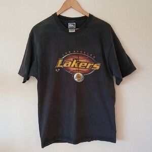 Vintage 90s Y2K Pro Player Los Angeles Lakers Black T Shirt *RARE